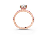Rose gold Marquise Cut Diamond Solitaire Ring with Pavé Band and Four-Prong Setting_3