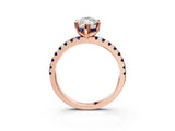 Rose gold Marquise Cut Diamond Solitaire Ring with Pavé Band and Four-Prong Setting_3