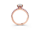 Rose gold Marquise Cut Diamond Solitaire Ring with Pavé Band and Four-Prong Setting_3
