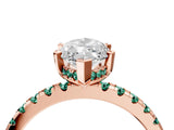 Rose gold Marquise Cut Diamond Solitaire Ring with Pavé Band and Four-Prong Setting_4