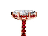 Rose gold Marquise Cut Diamond Solitaire Ring with Pavé Band and Four-Prong Setting_5