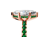 Rose gold Marquise Cut Diamond Solitaire Ring with Pavé Band and Four-Prong Setting_5