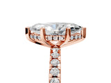 Rose gold Marquise Cut Diamond Solitaire Ring with Pavé Band and Four-Prong Setting_5
