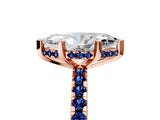 Rose gold Marquise Cut Diamond Solitaire Ring with Pavé Band and Four-Prong Setting_5