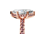Rose gold Marquise Cut Diamond Solitaire Ring with Pavé Band and Four-Prong Setting_5