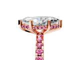 Rose gold Marquise Cut Diamond Solitaire Ring with Pavé Band and Four-Prong Setting_5