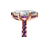 Rose gold Marquise Cut Diamond Solitaire Ring with Pavé Band and Four-Prong Setting_5