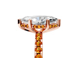 Rose gold Marquise Cut Diamond Solitaire Ring with Pavé Band and Four-Prong Setting_5