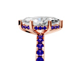 Rose gold Marquise Cut Diamond Solitaire Ring with Pavé Band and Four-Prong Setting_5