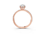 Rose gold Marquise Cut Diamond Solitaire Ring with Pavé Band and Hidden Halo_28