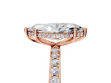 Rose gold Marquise Cut Diamond Solitaire Ring with Pavé Band and Hidden Halo_30