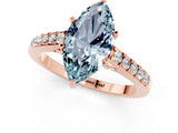 Rose gold Marquise Cut Diamond Solitaire Ring with Pavé Band and Prong Setting_1