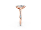 Rose gold Marquise Cut Diamond Solitaire Ring with Pavé Band and Prong Setting_14