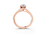 Rose gold Marquise Cut Diamond Solitaire Ring with Pavé Band and Prong Setting_15