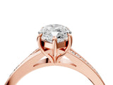 Rose gold Marquise Cut Diamond Solitaire Ring with Pavé Band and Prong Setting_16