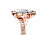 Rose gold Marquise Cut Diamond Solitaire Ring with Pavé Band and Prong Setting_17