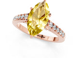 Rose gold Marquise Cut Diamond Solitaire Ring with Pavé Band and Prong Setting_1