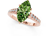 Rose gold Marquise Cut Diamond Solitaire Ring with Pavé Band and Prong Setting_1
