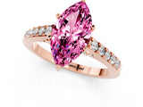 Rose gold Marquise Cut Diamond Solitaire Ring with Pavé Band and Prong Setting_1