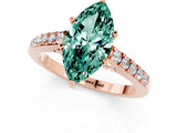 Rose gold Marquise Cut Diamond Solitaire Ring with Pavé Band and Prong Setting_1