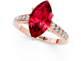 Rose gold Marquise Cut Diamond Solitaire Ring with Pavé Band and Prong Setting_1