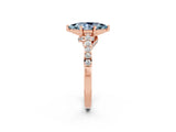 Rose gold Marquise Cut Diamond Solitaire Ring with Pavé Band and Prong Setting_2
