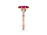Rose gold Marquise Cut Diamond Solitaire Ring with Pavé Band and Prong Setting_2