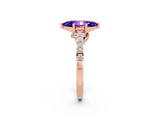 Rose gold Marquise Cut Diamond Solitaire Ring with Pavé Band and Prong Setting_2