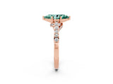 Rose gold Marquise Cut Diamond Solitaire Ring with Pavé Band and Prong Setting_2