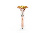 Rose gold Marquise Cut Diamond Solitaire Ring with Pavé Band and Prong Setting_2