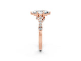 Rose gold Marquise Cut Diamond Solitaire Ring with Pavé Band and Prong Setting_2