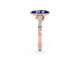 Rose gold Marquise Cut Diamond Solitaire Ring with Pavé Band and Prong Setting_2