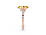 Rose gold Marquise Cut Diamond Solitaire Ring with Pavé Band and Prong Setting_2