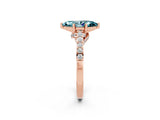 Rose gold Marquise Cut Diamond Solitaire Ring with Pavé Band and Prong Setting_2