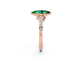 Rose gold Marquise Cut Diamond Solitaire Ring with Pavé Band and Prong Setting_2