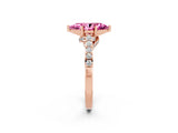 Rose gold Marquise Cut Diamond Solitaire Ring with Pavé Band and Prong Setting_2