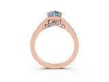 Rose gold Marquise Cut Diamond Solitaire Ring with Pavé Band and Prong Setting_3