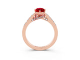 Rose gold Marquise Cut Diamond Solitaire Ring with Pavé Band and Prong Setting_3