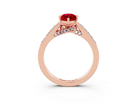 Rose gold Marquise Cut Diamond Solitaire Ring with Pavé Band and Prong Setting_3