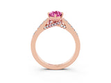 Rose gold Marquise Cut Diamond Solitaire Ring with Pavé Band and Prong Setting_3