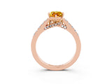 Rose gold Marquise Cut Diamond Solitaire Ring with Pavé Band and Prong Setting_3