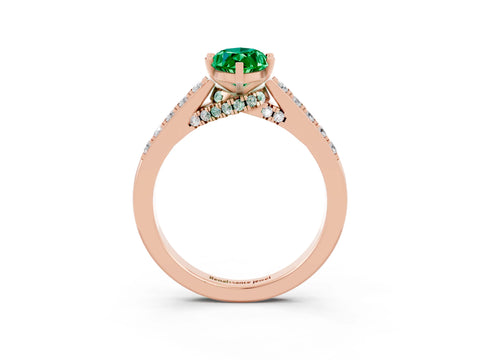 Rose gold Marquise Cut Diamond Solitaire Ring with Pavé Band and Prong Setting_3