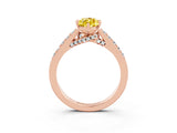 Rose gold Marquise Cut Diamond Solitaire Ring with Pavé Band and Prong Setting_3