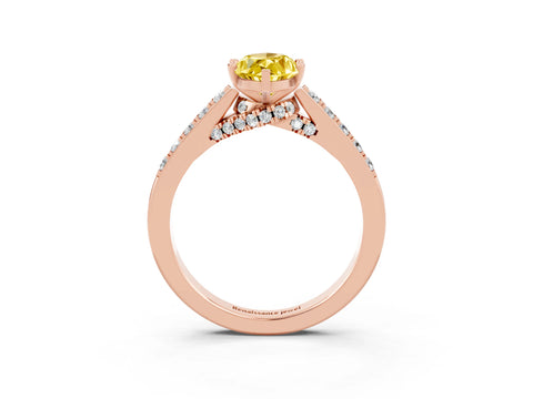 Rose gold Marquise Cut Diamond Solitaire Ring with Pavé Band and Prong Setting_3