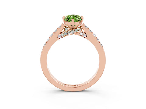 Rose gold Marquise Cut Diamond Solitaire Ring with Pavé Band and Prong Setting_3