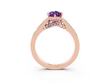Rose gold Marquise Cut Diamond Solitaire Ring with Pavé Band and Prong Setting_3