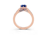 Rose gold Marquise Cut Diamond Solitaire Ring with Pavé Band and Prong Setting_3