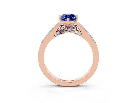 Rose gold Marquise Cut Diamond Solitaire Ring with Pavé Band and Prong Setting_3