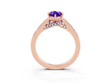 Rose gold Marquise Cut Diamond Solitaire Ring with Pavé Band and Prong Setting_3