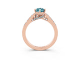 Rose gold Marquise Cut Diamond Solitaire Ring with Pavé Band and Prong Setting_3